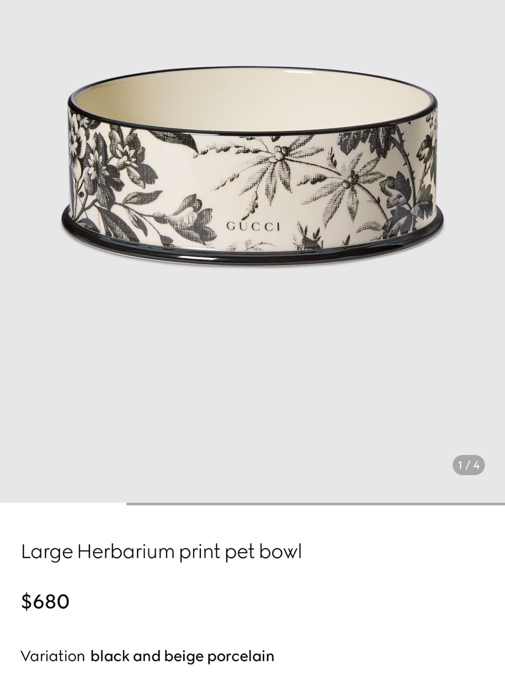 Gucci Beige and Black Herbarium Porcelain Bowl